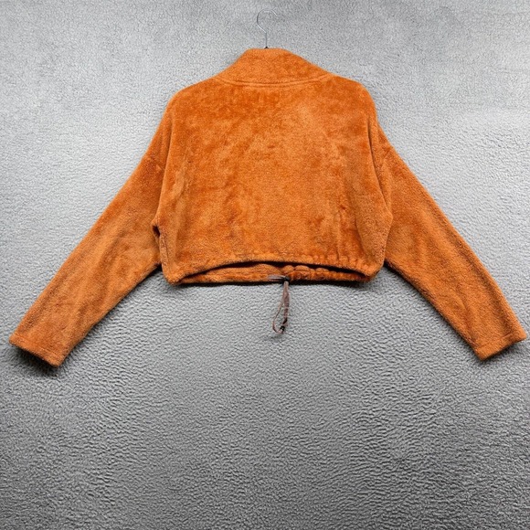 Urban Outfitters Women Sweater Orange Crop Fleece Mock Neck 1/2 Zip Boho Size M - Picture 10 of 11